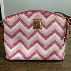 Dooney & Bourke Rare Chevron Suki Crossbody in Pink and White